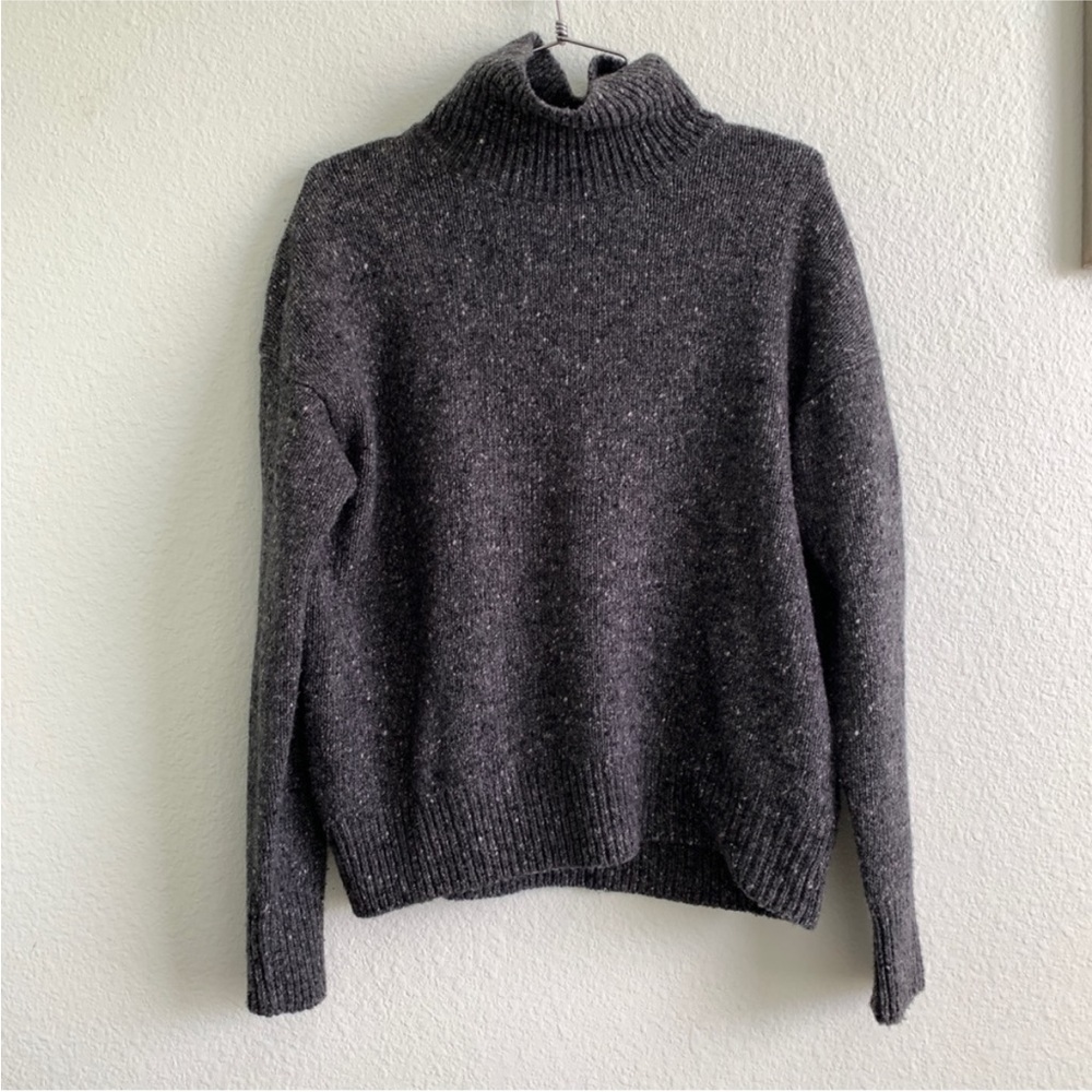 VINCE grey knit Donegal wool alpaca blend turtleneck sweater long sleeve XS
